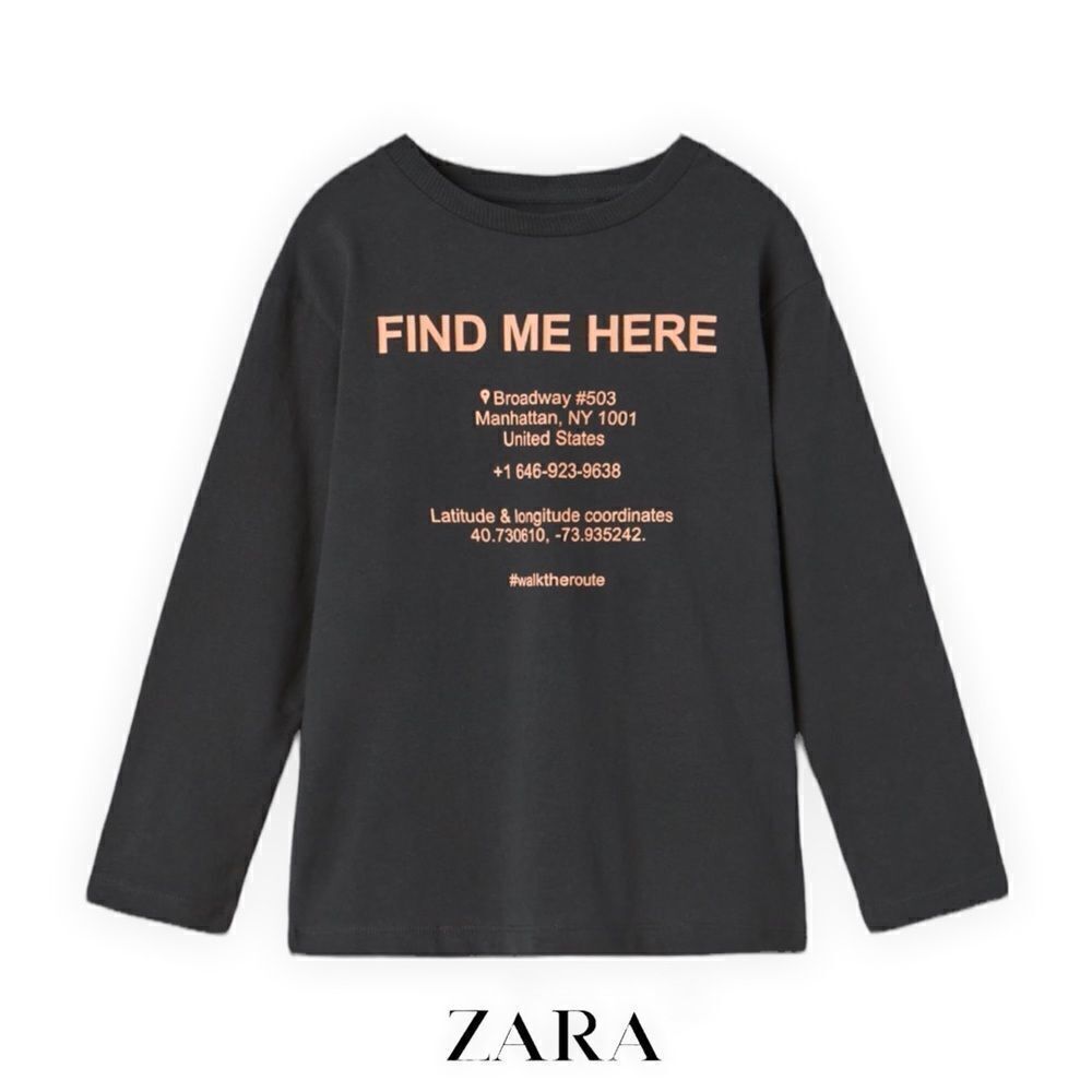 ZARA Kids | Gray | FIND ME HERE TEXT PRINT T-SHIRT